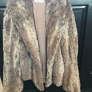 Ladies faux fur jacket with hood!